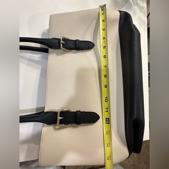 Kate Spade NY button closure work tote (black and cream) - Picture 7 of 8